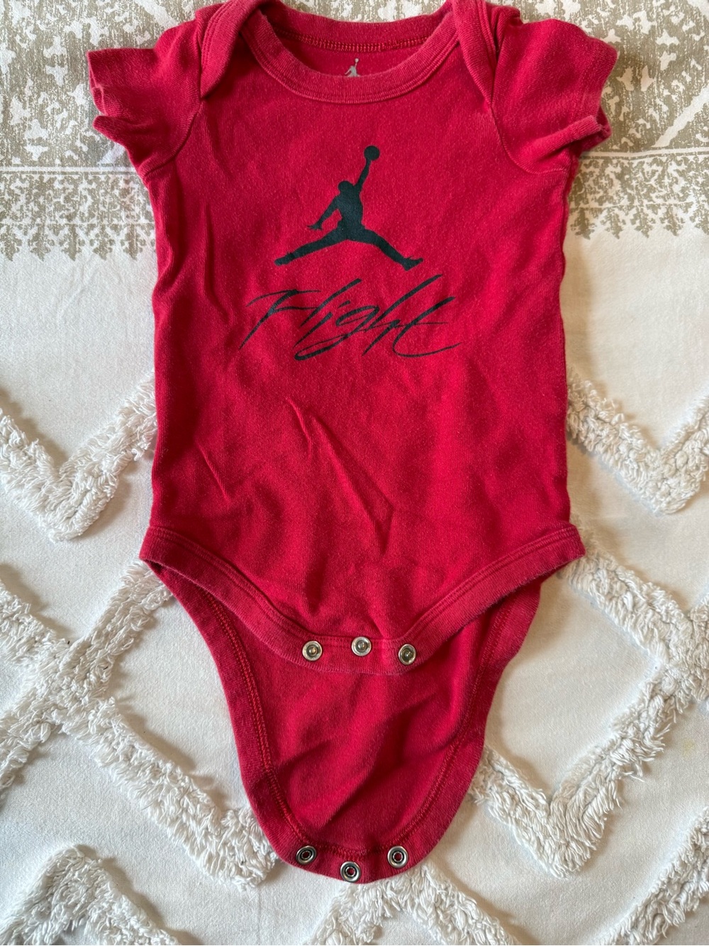 Jordan Red 'Flight' Baby One-Piece Bodysuit 0-6 months